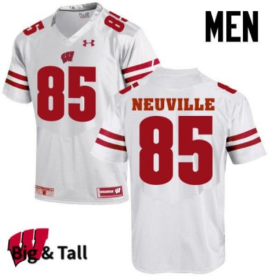 Men's Wisconsin Badgers NCAA #85 Zander Neuville White Authentic Under Armour Big & Tall Stitched College Football Jersey JE31K38OI